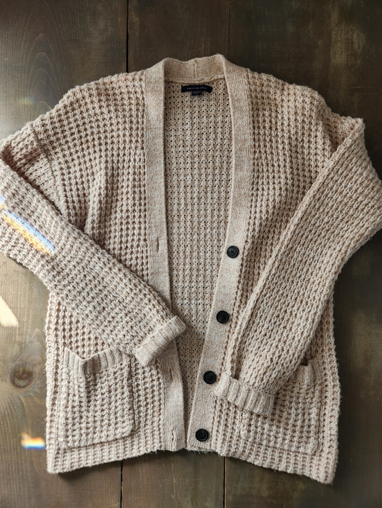 American Eagle Outfitters Sweaters - American Eagle Beige Waffle Knit Cardigan Sweater - Size XS